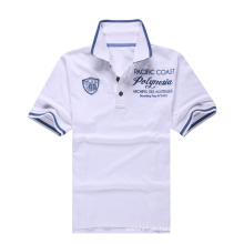 Weiß Jacquard Kragen &amp; Manschetten Polo Shirts